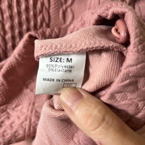 NWOT Cozy Jacquard Patchwork Pink Long Sleeve Oversized Hoodie Medium Preppy - Picture 8 of 8